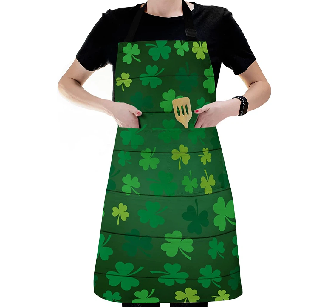 St Patrick's Day Green Lucky Leaf Seamless Apron