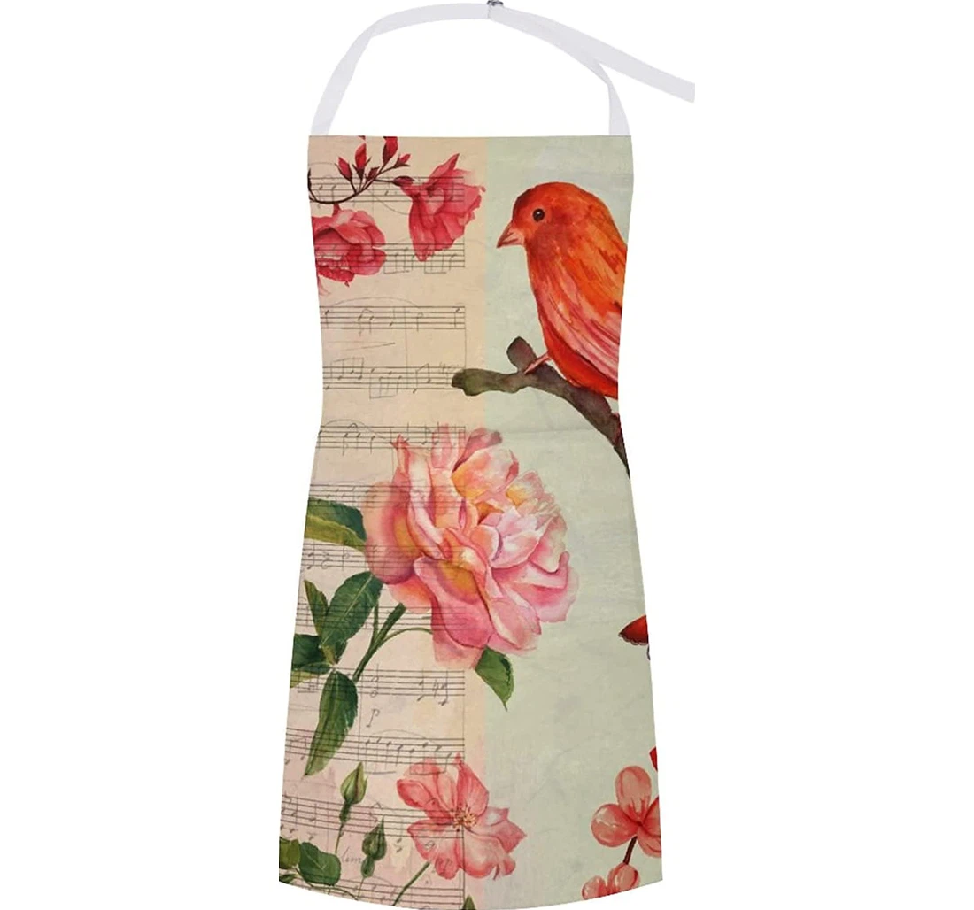 Vintage Watercolour Bird And Roses Apron