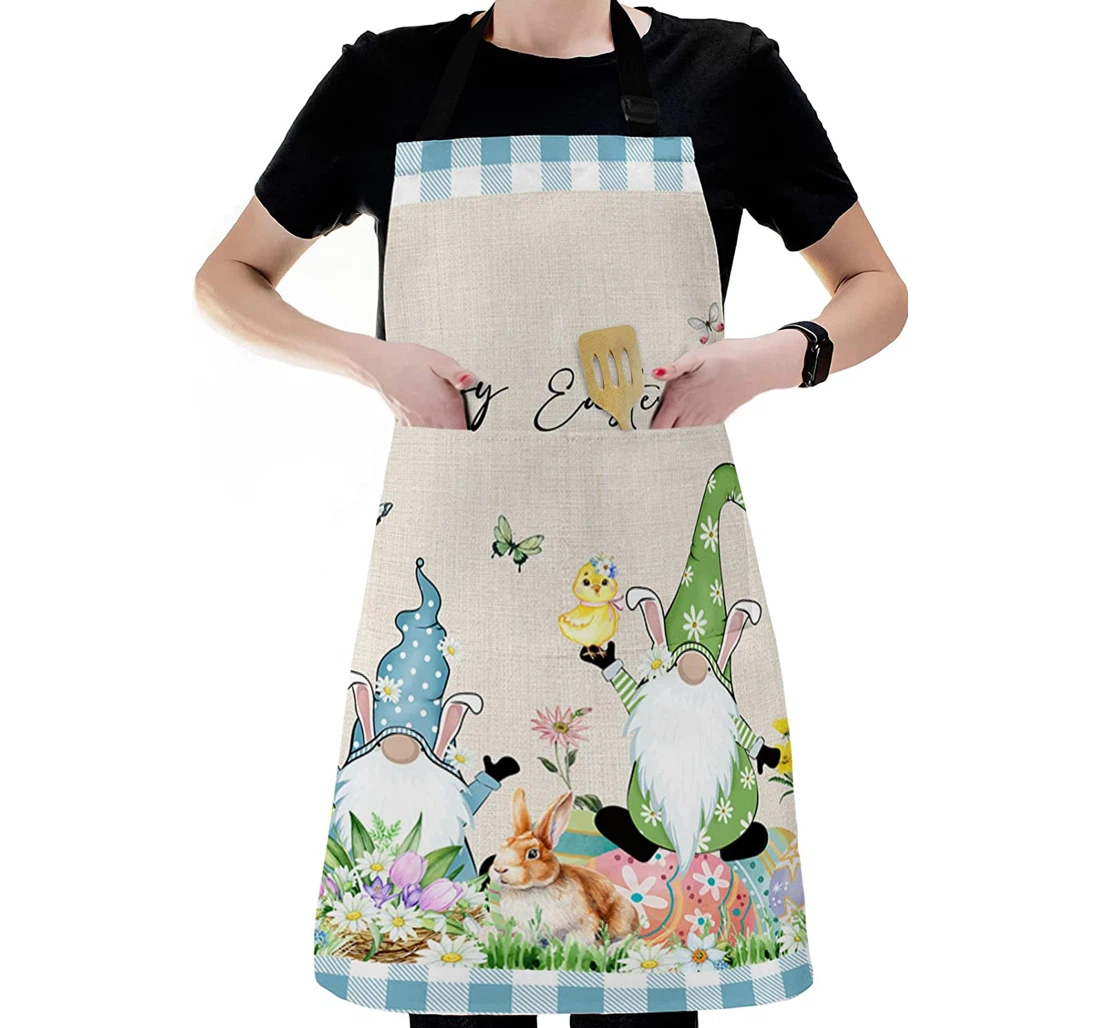 Spring Easter Gnome Cute Bunny Elf Yellow Chick Apron