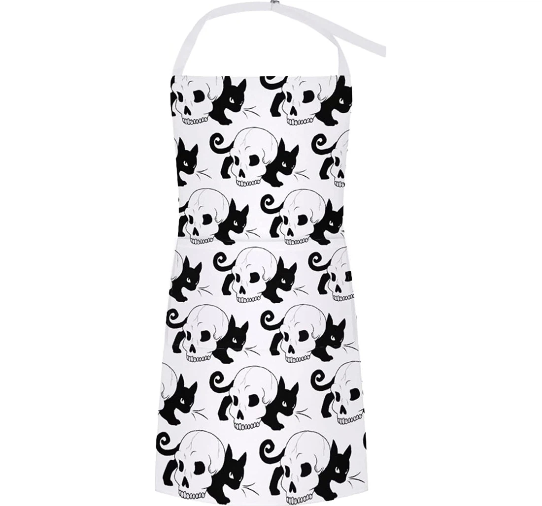 Black Cat Skull Apron