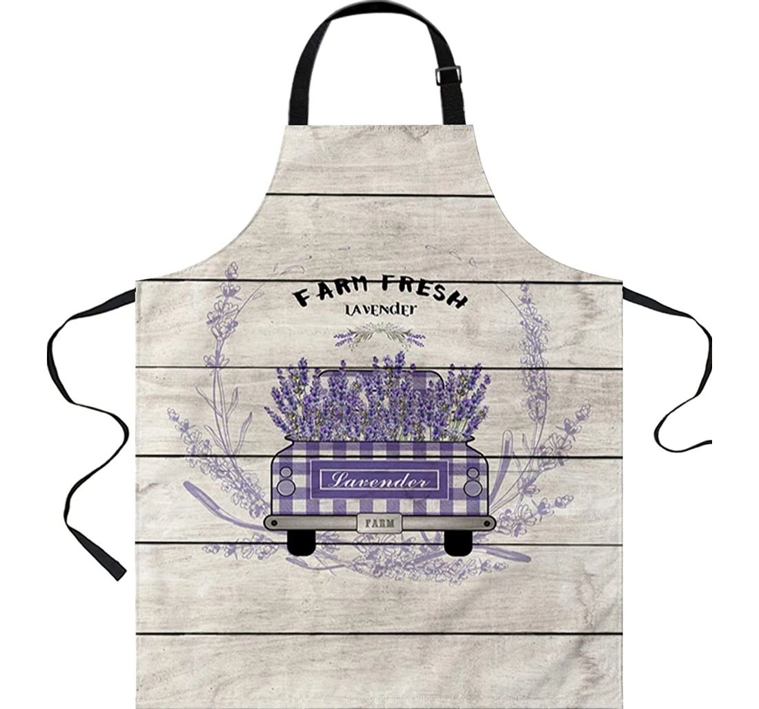 Purple Plaid Farm Truck Lavender Server Chef Apron