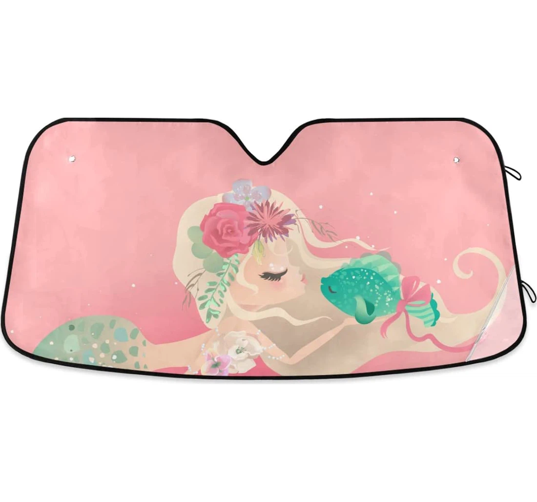 Cute Mermaid Floral Cars Auto Sun Shade
