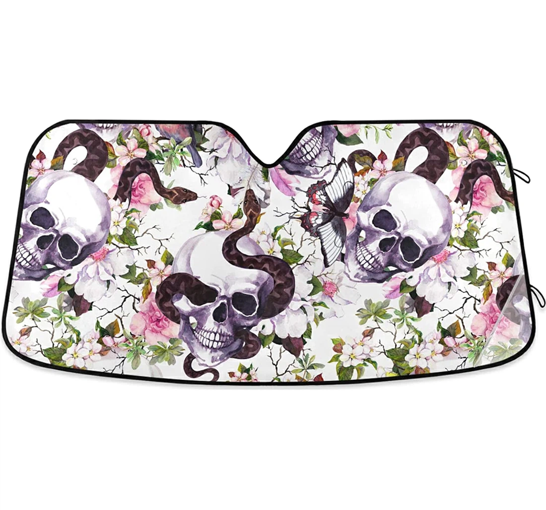 Skulls Flowers Snake Auto Sun Shade
