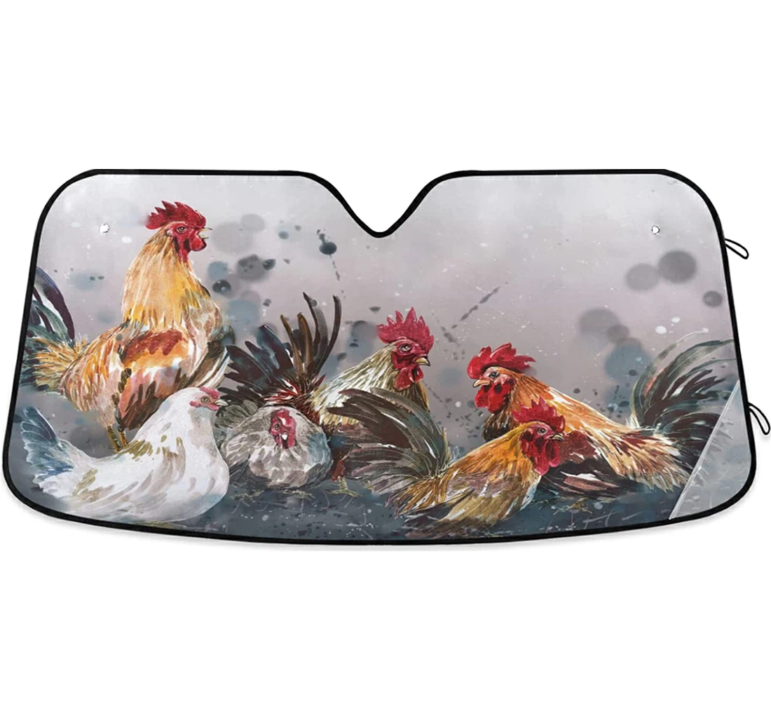 Rooster Pattern Auto Sun Shade