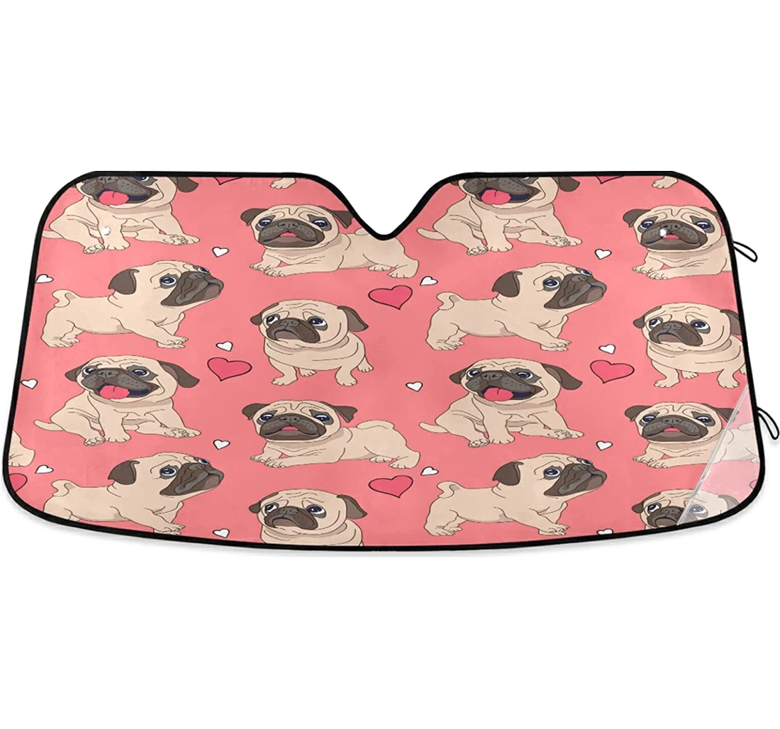Cute Bulldog Pugs Puppy Auto Sun Shade