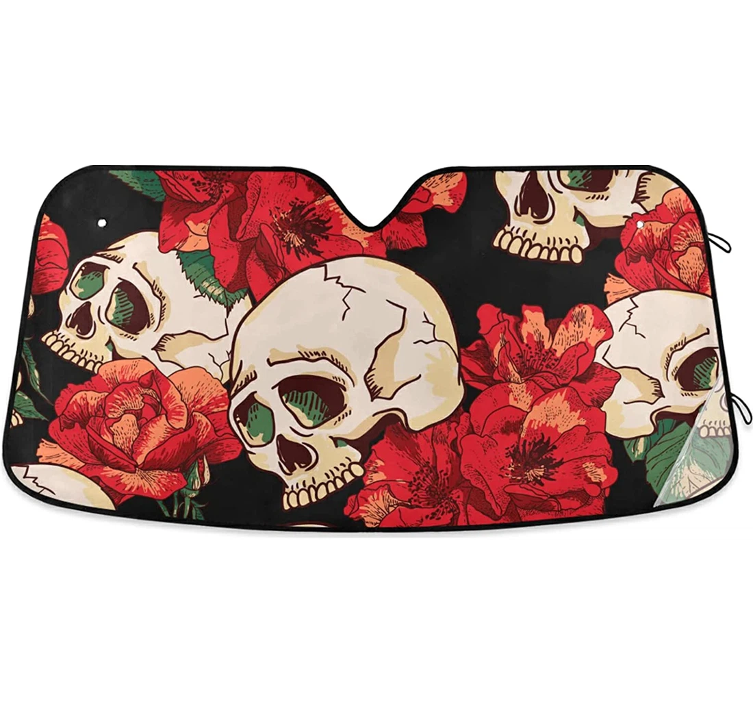 Skull Red Rosewindshield Sunshades Protect Auto Sun Shade