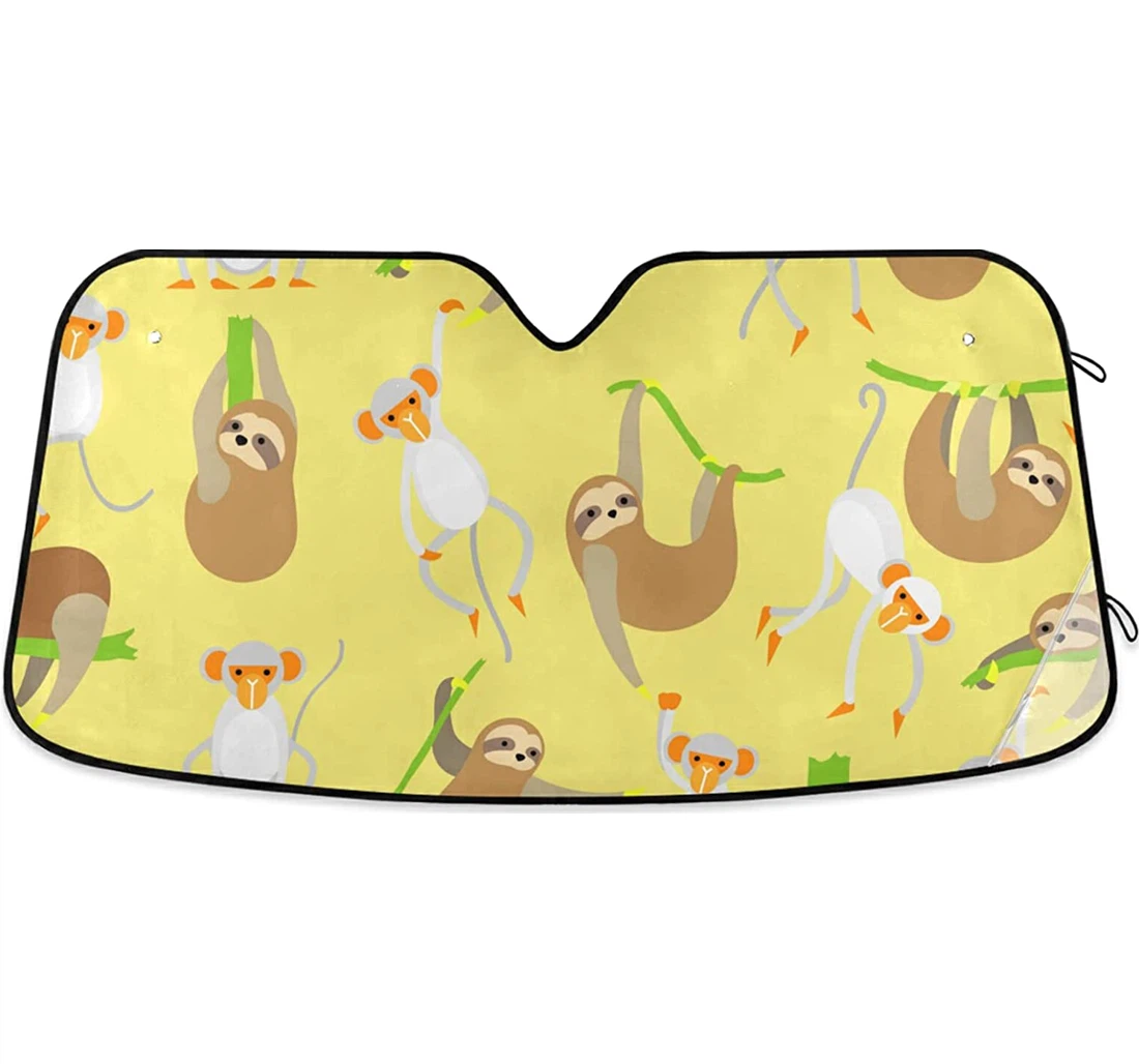 Cute Monkey Sloth Auto Sun Shade