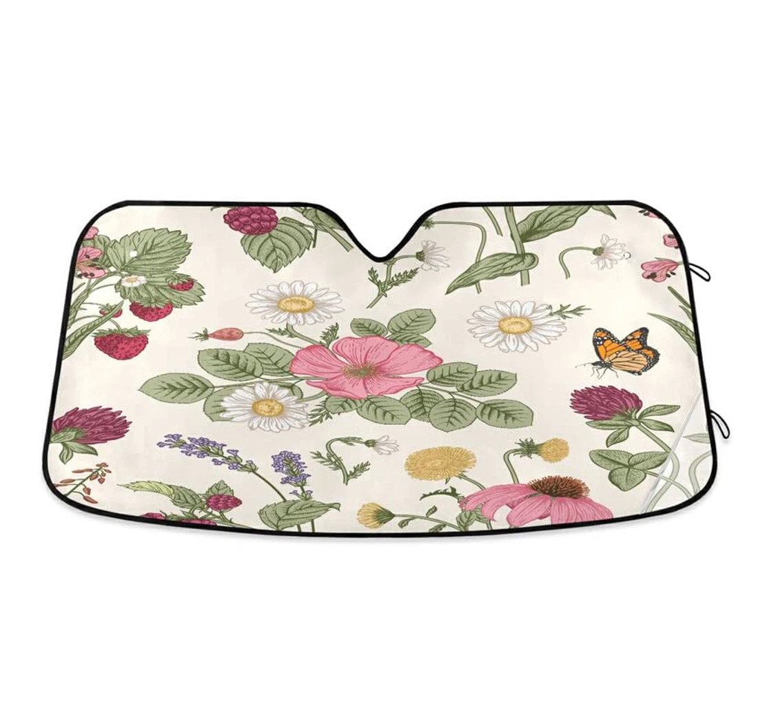 Flower Butterfly Spring Cream Auto Sun Shade