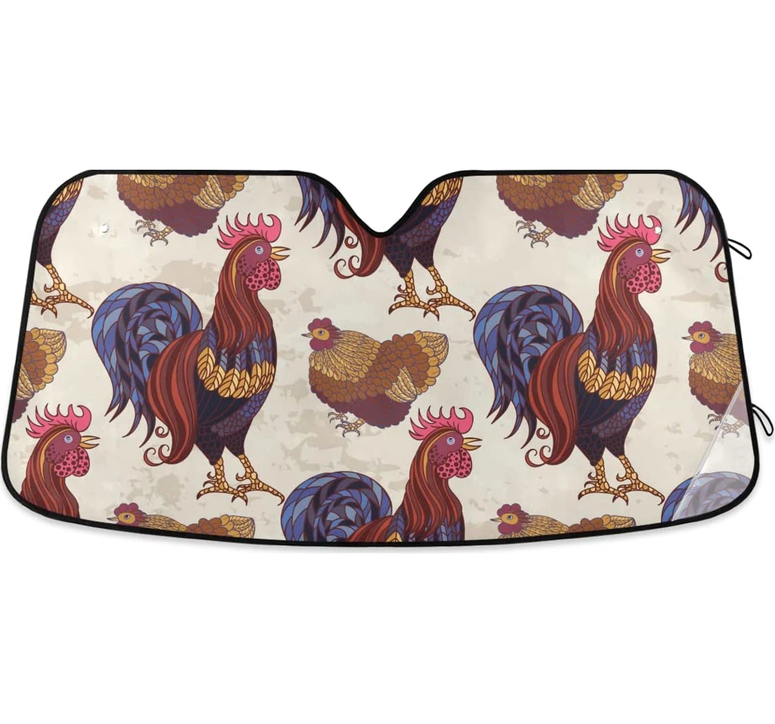 Rooster Hens Chickens Cars Auto Sun Shade