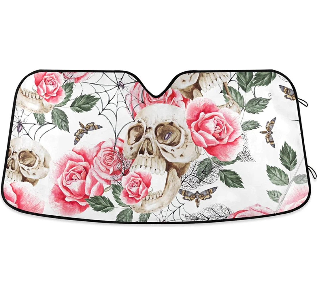 Skull Roses Harmful Auto Sun Shade