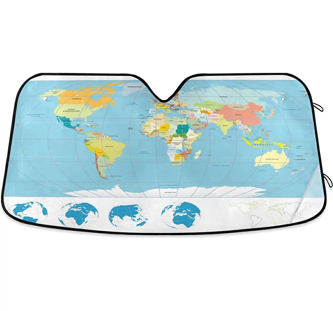 World Map Hatchback Auto Sun Shade