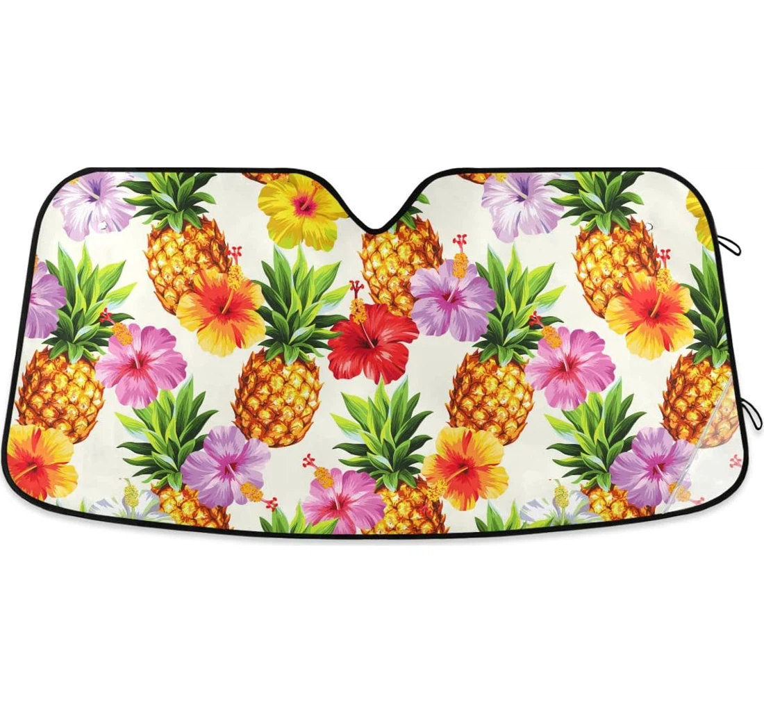 Hawaiian Pineapple Flowers Auto Sun Shade
