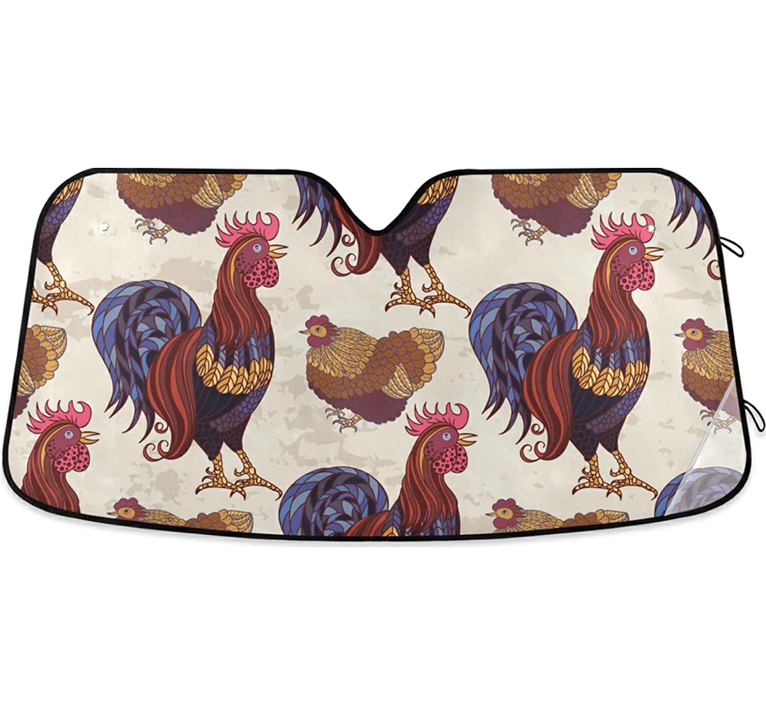 Rooster Hens Chickens Sunscreen Auto Sun Shade