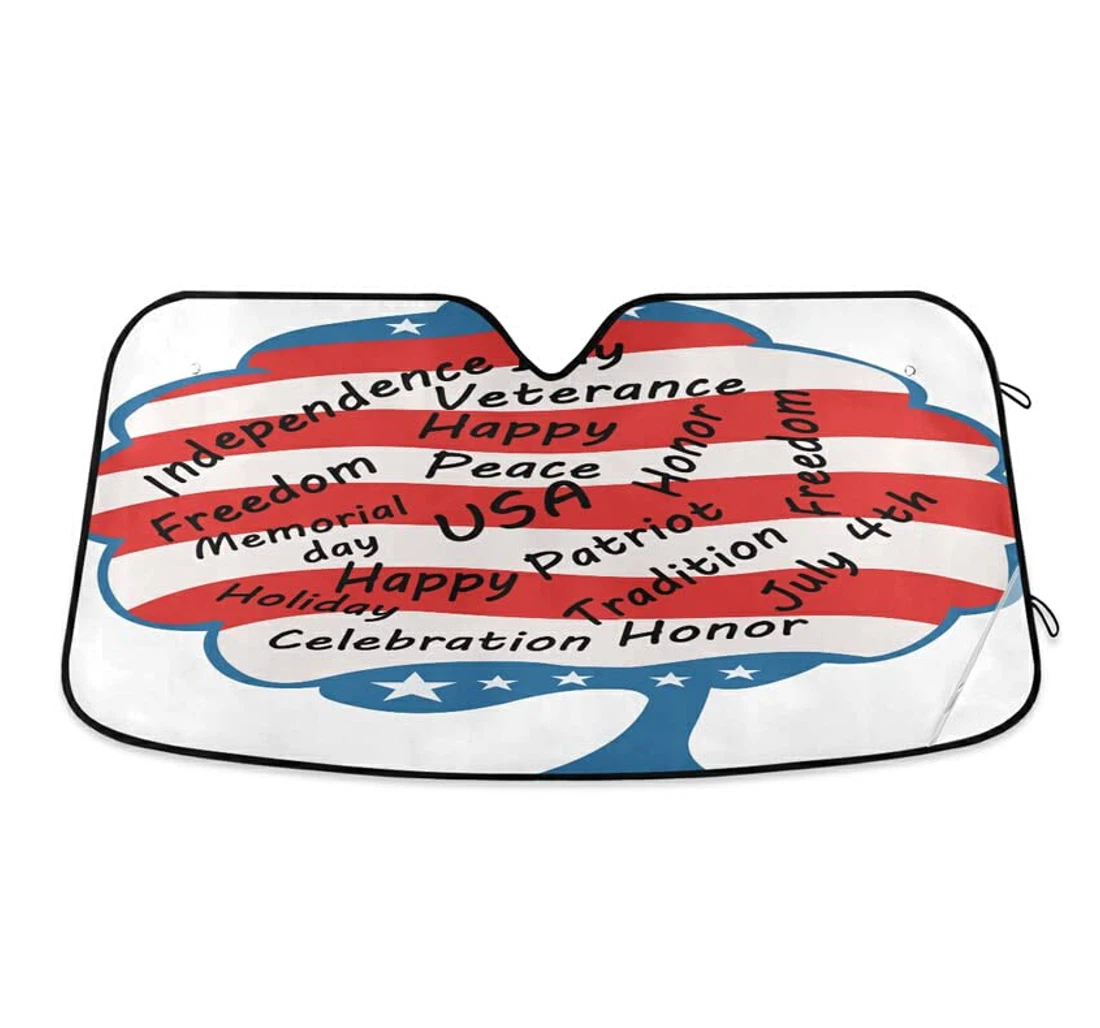 Patriotic Tree American Independence Day Auto Sun Shade