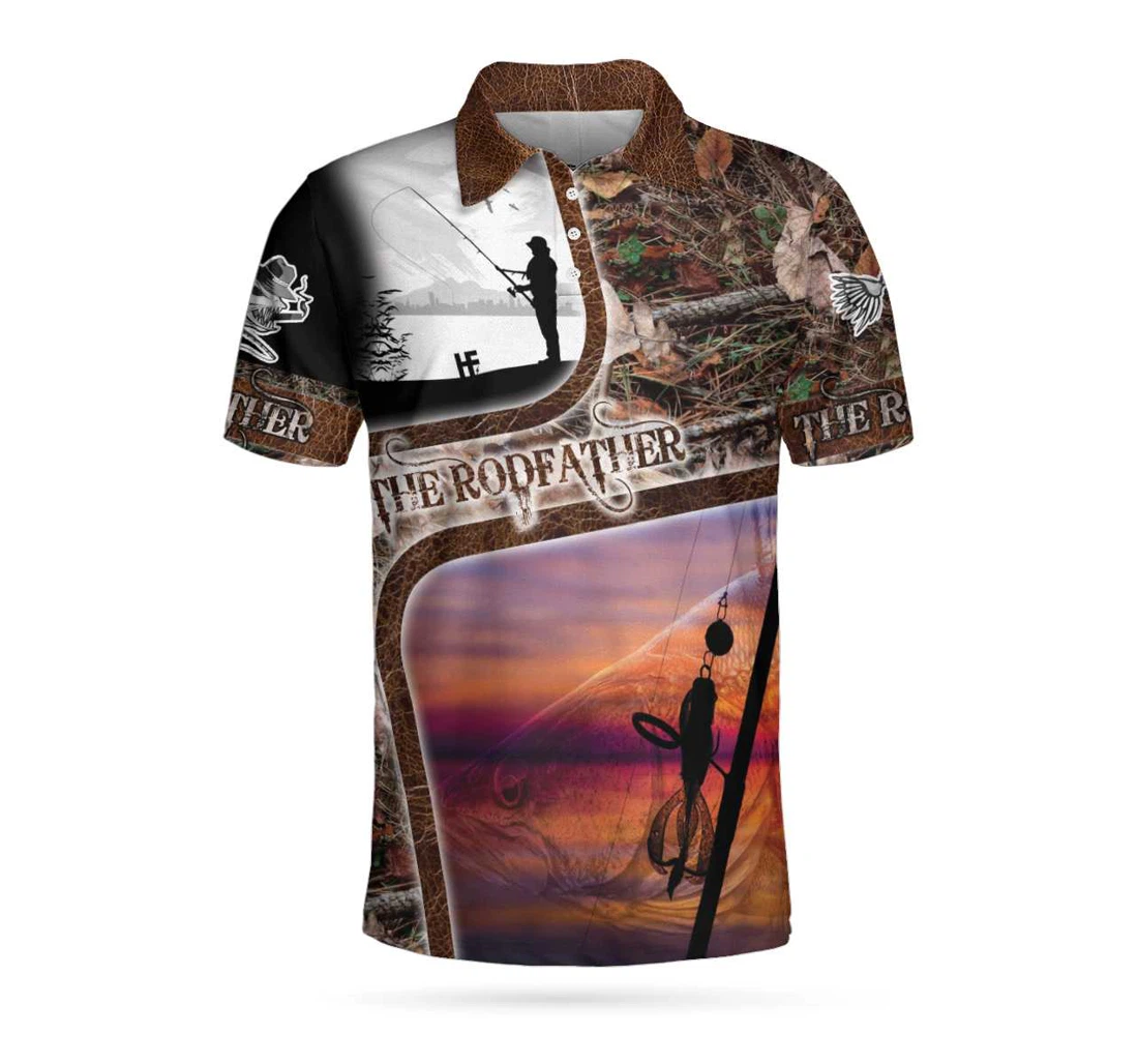 Personalized A Great Fisherman Isn't Born Great Print The Rodfather Best Fishing For - Polo Shirt