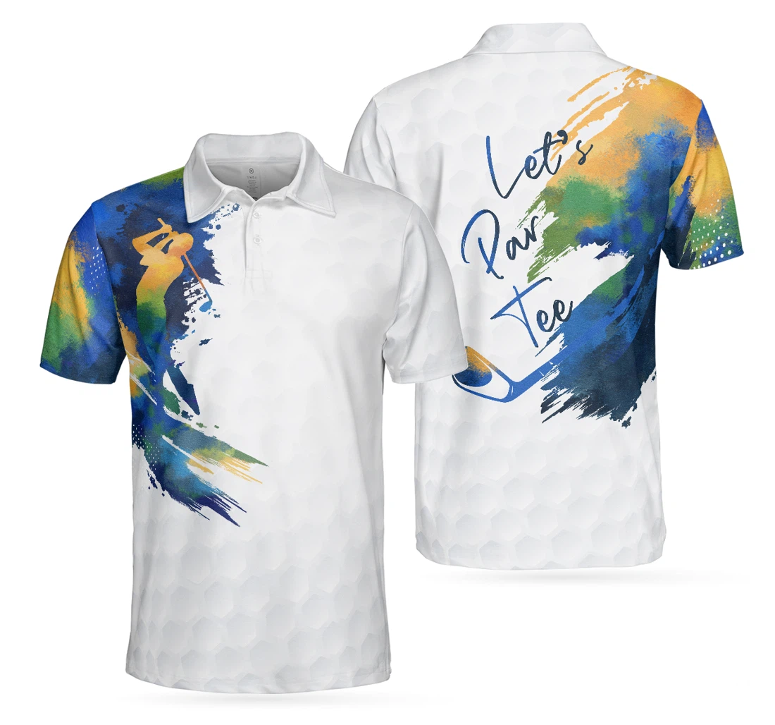Personalized Let’s Par Tee Colorful Water Color Golf White Golf For - Polo Shirt
