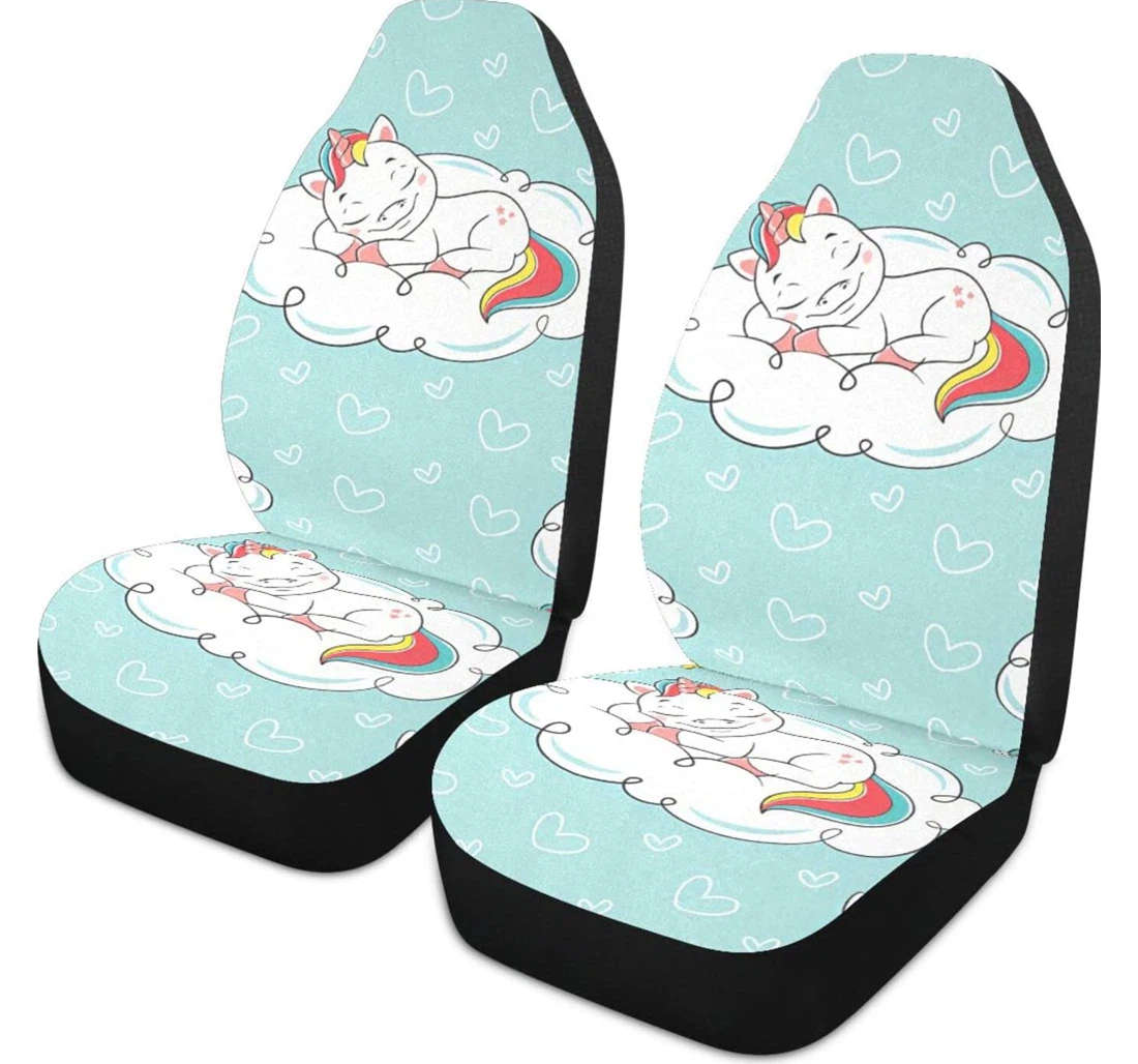 Cartoon Lovely Unicorn Universal Front Car Seat Cover