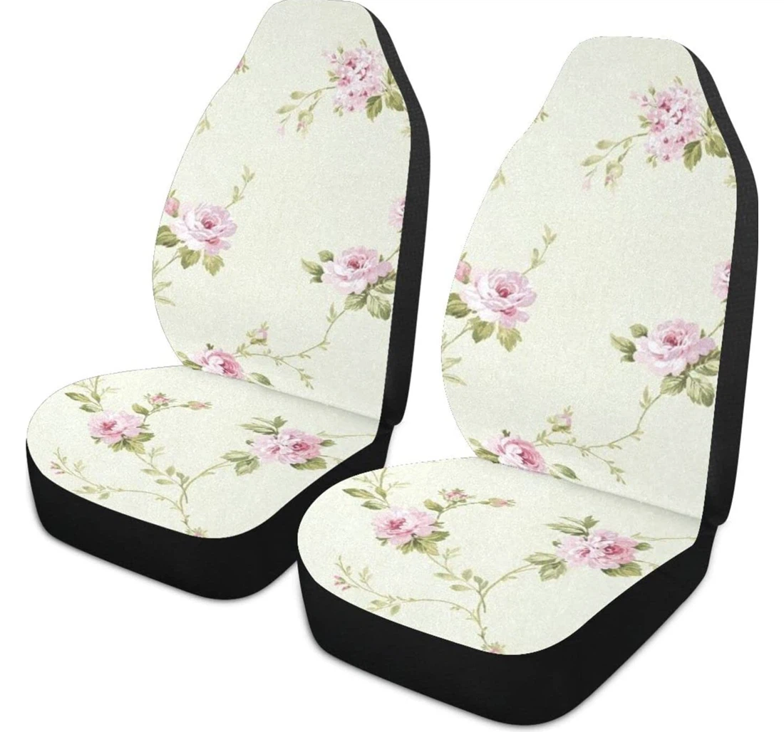 Flower White Universal Front Car Seat Cover