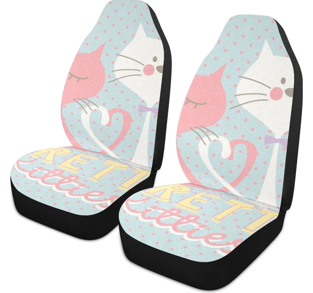 White And Black Cat Universal Front Car Seat Cover