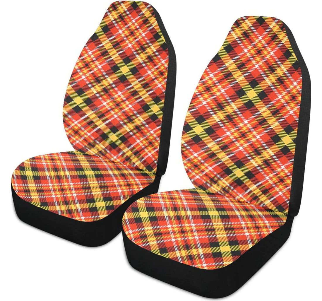 Red Yellow Plaid Universal Front Car Seat Cover