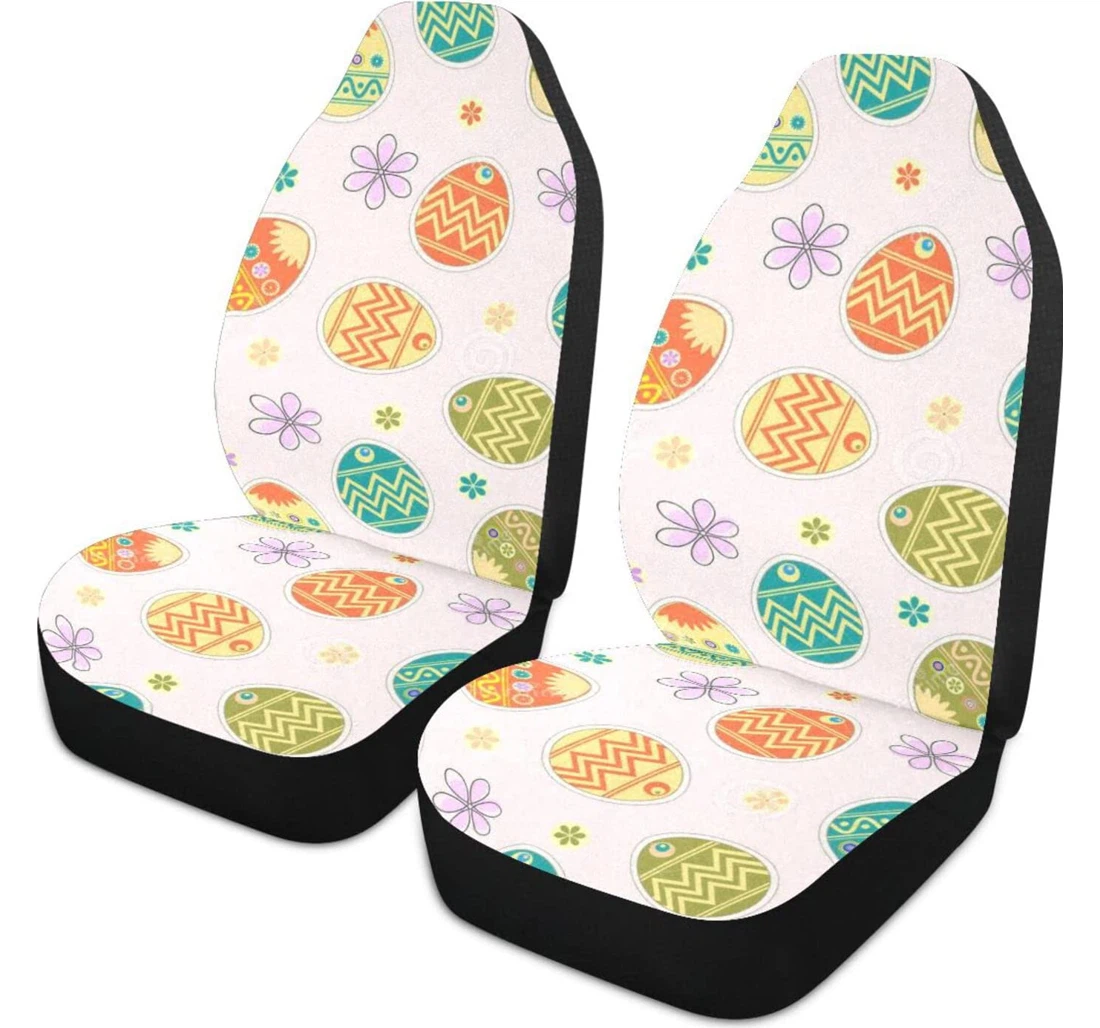 Flower Colorful Eggs Universal Front Car Seat Cover