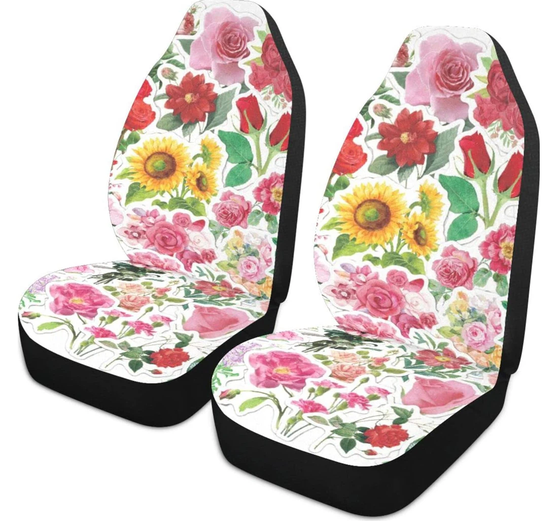 Flower Pink Universal Front Car Seat Cover