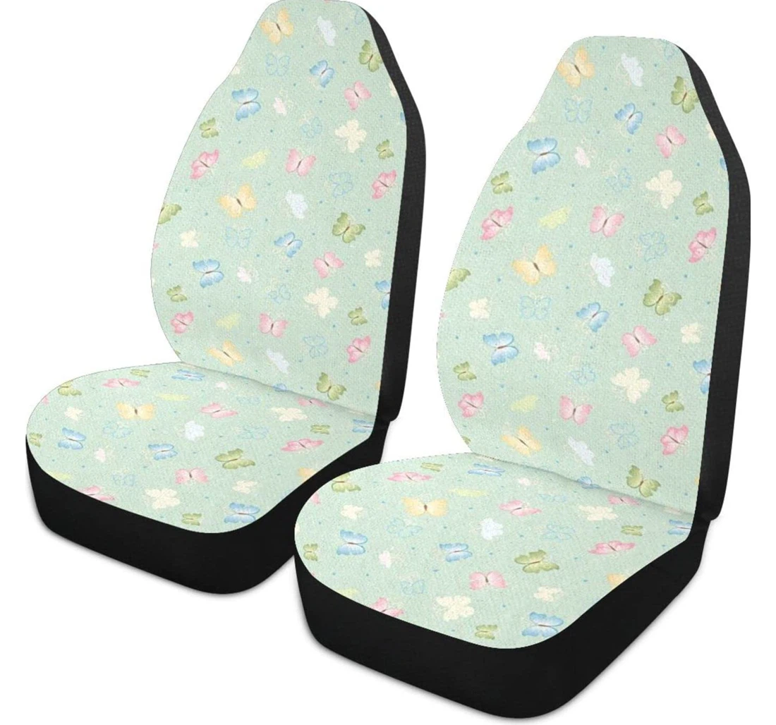 Green Colorful Butterfly Cartoon Universal Front Car Seat Cover
