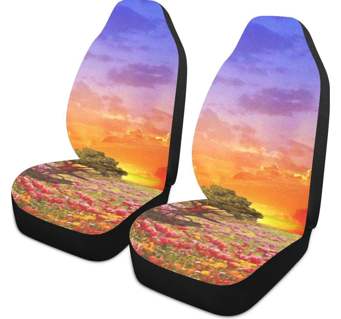Tree Life Flower Grass Universal Front Car Seat Cover