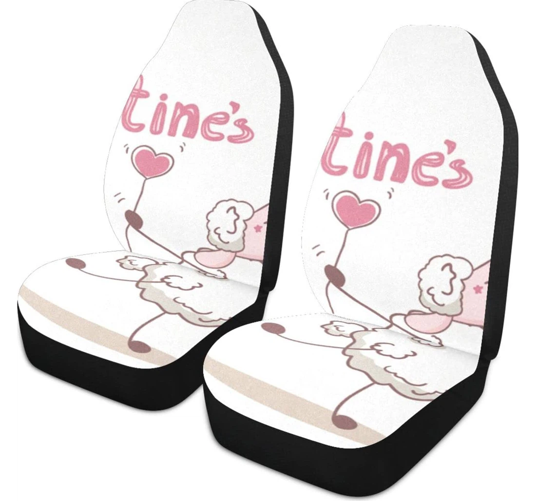 Cartoon Pink Lamb Love Universal Front Car Seat Cover