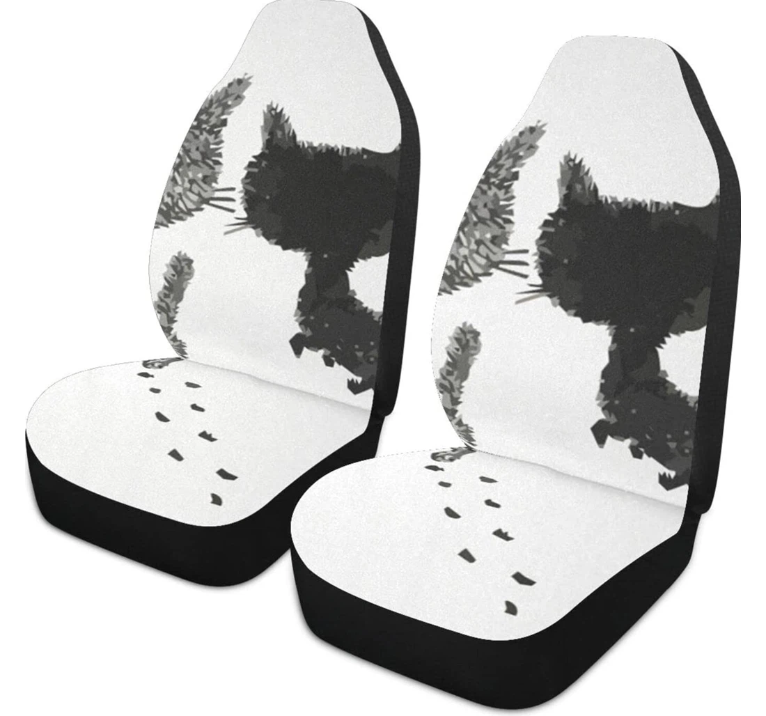 Black Cat Footprints Universal Front Car Seat Cover