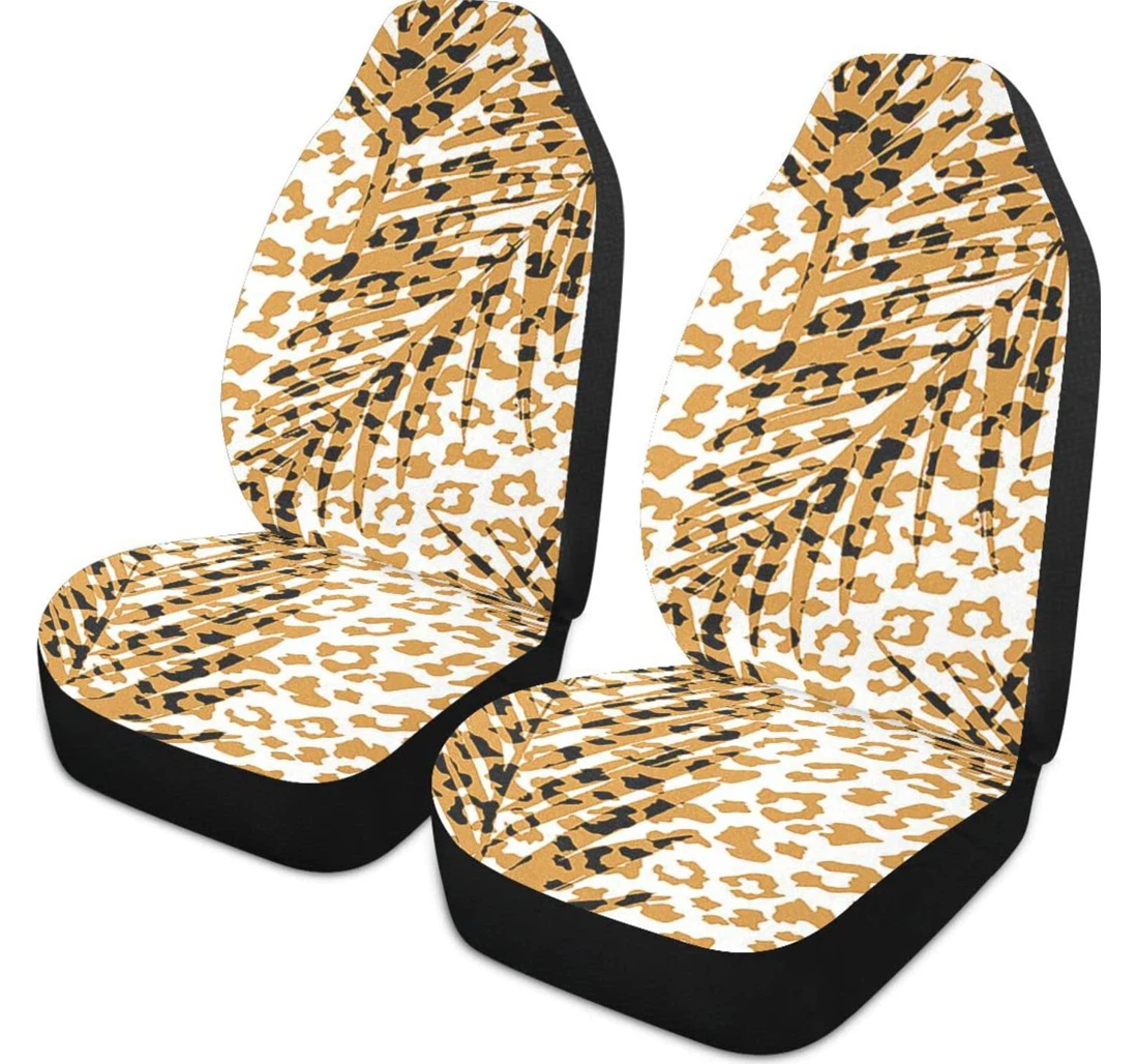 Golden Leopard Leaf Universal Front Car Seat Cover