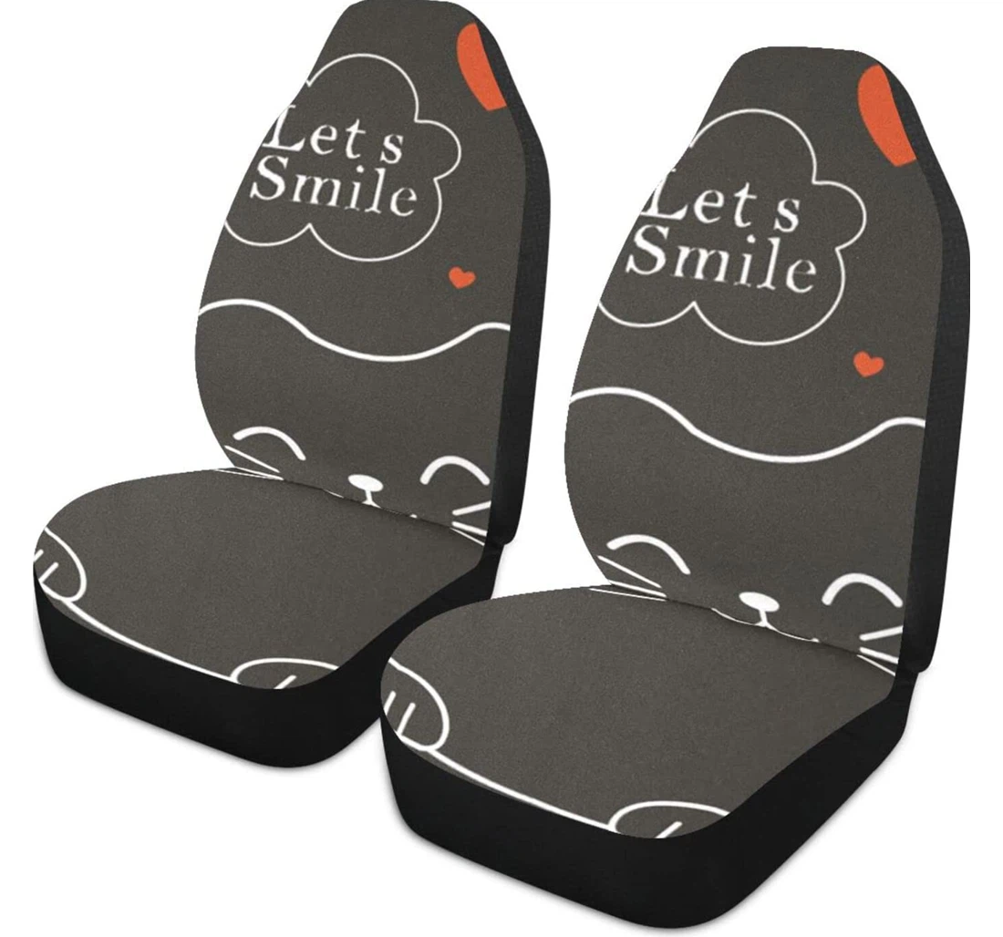 Cartoon Black Cat Universal Front Car Seat Cover