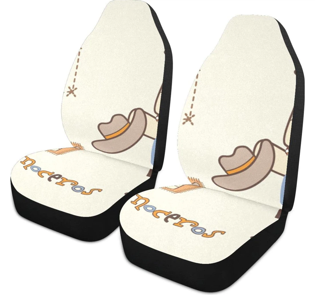 Cartoon Cowboy Universal Front Car Seat Cover
