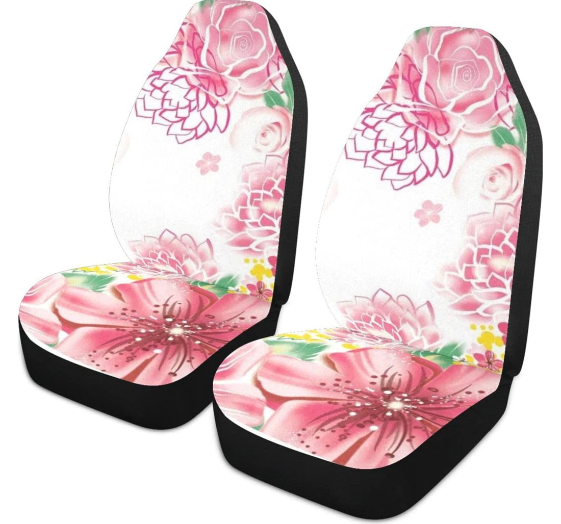 Red Yellow Flower Universal Front Car Seat Cover