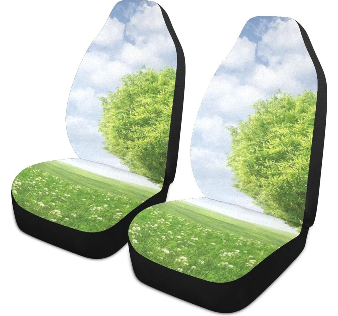 Green Heart Universal Front Car Seat Cover