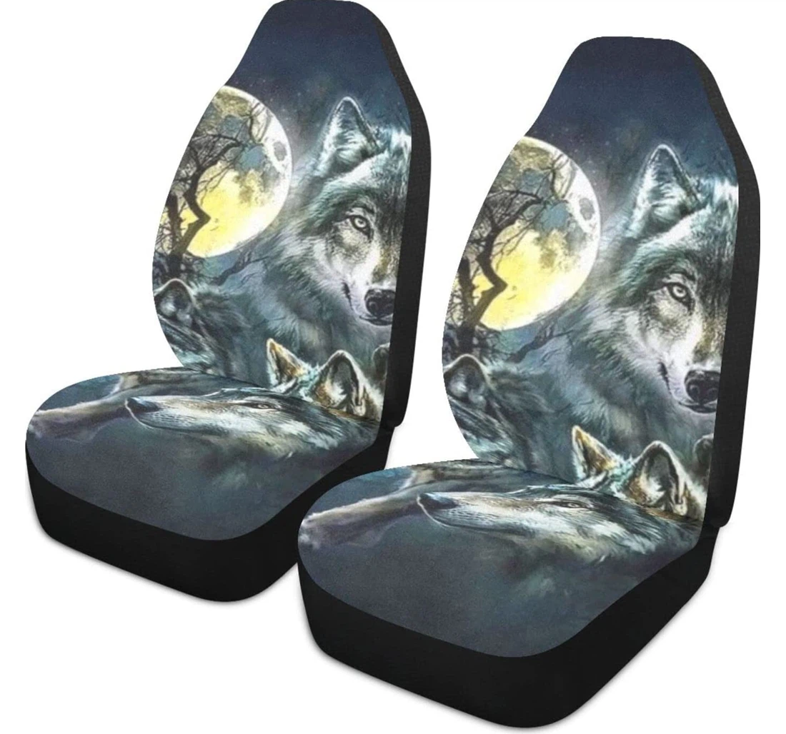 Moon Tree Wolf Universal Front Car Seat Cover