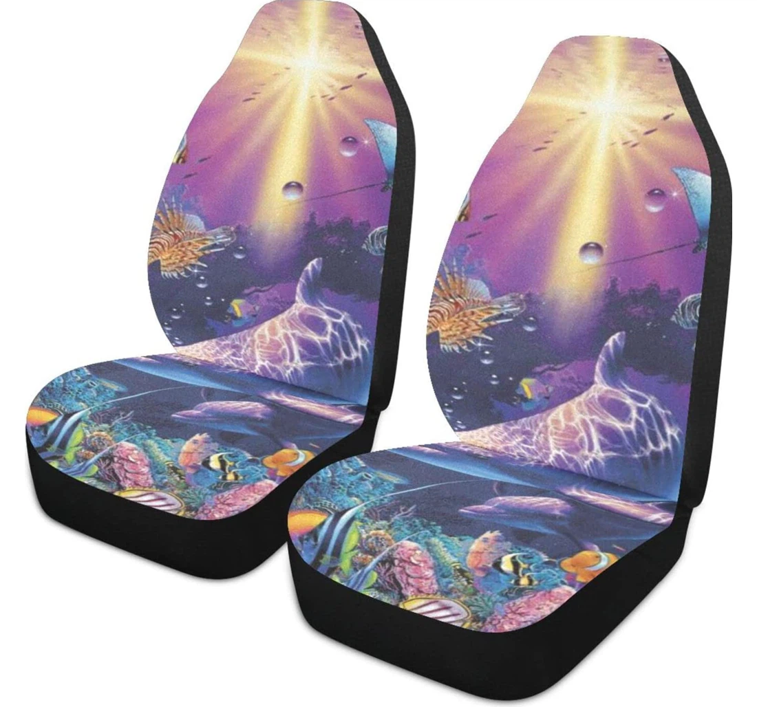 Painting Cartoons Dolphin Universal Front Car Seat Cover