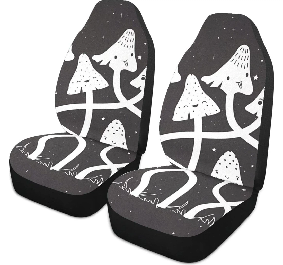 Aesthetic Mushroom With Black Universal Front Car Seat Cover