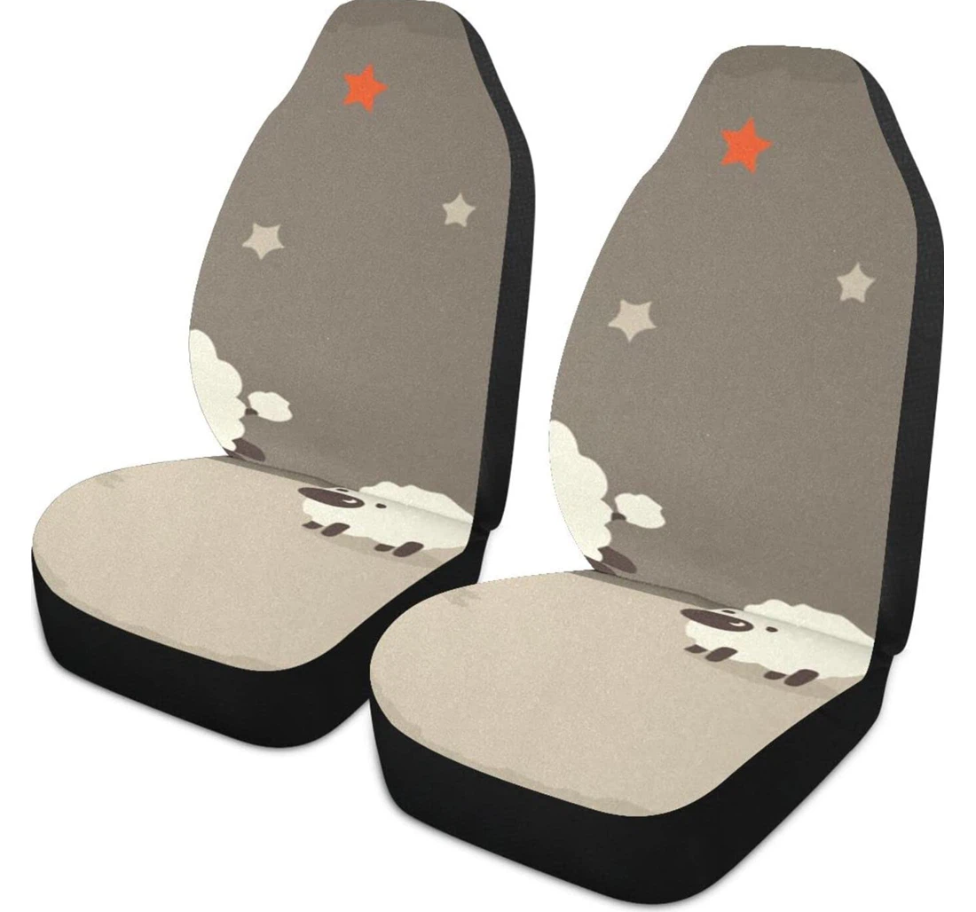 Cartoon Gray Lamb Universal Front Car Seat Cover