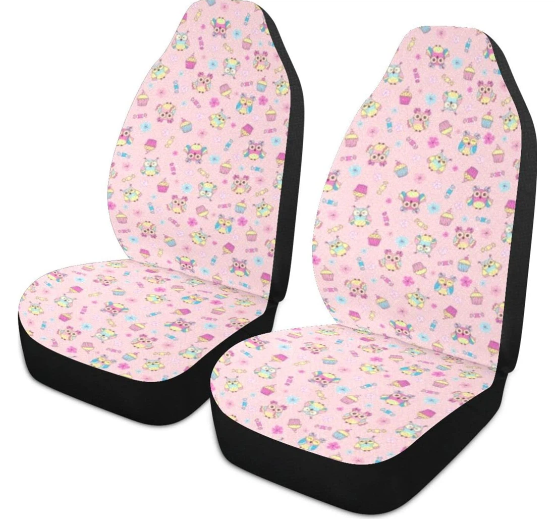 Pink Flower Candy Cartoon Universal Front Car Seat Cover