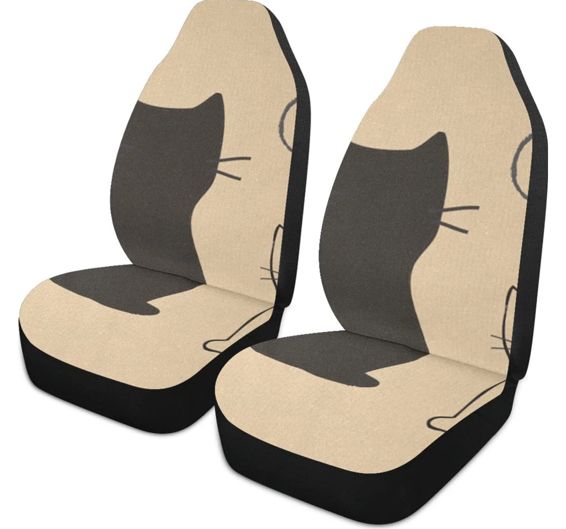 Black Cat Cartoon Universal Front Car Seat Cover