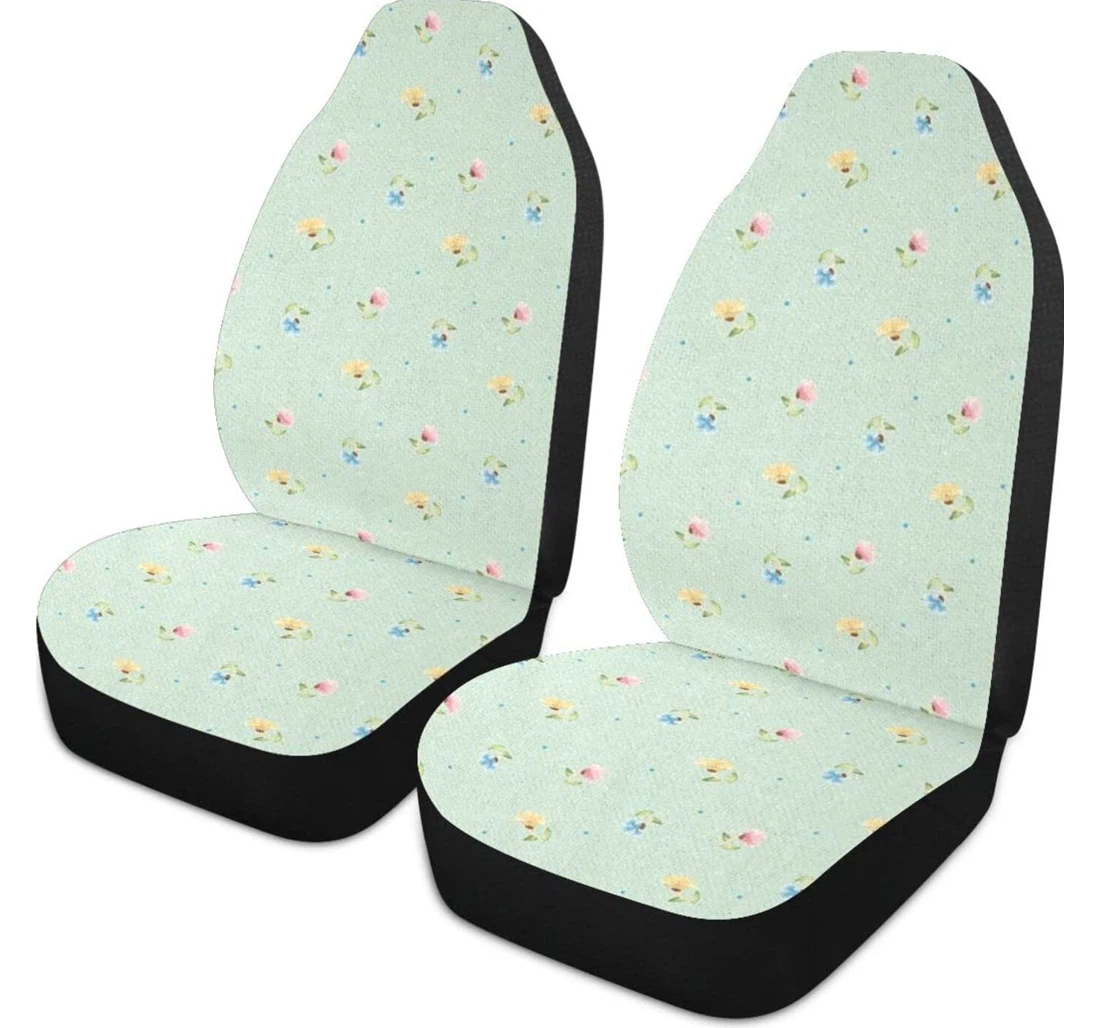 Pink Blue And Yellow Roses Universal Front Car Seat Cover