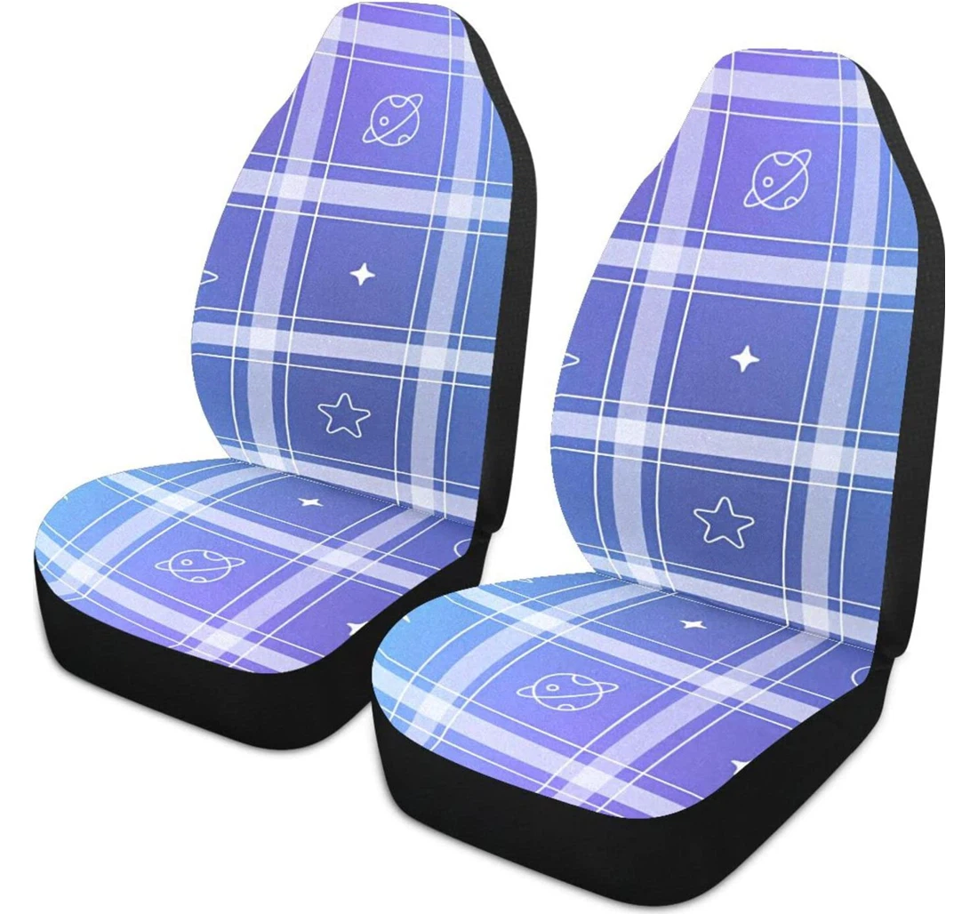 Gradual Blue Star Moon Universal Front Car Seat Cover
