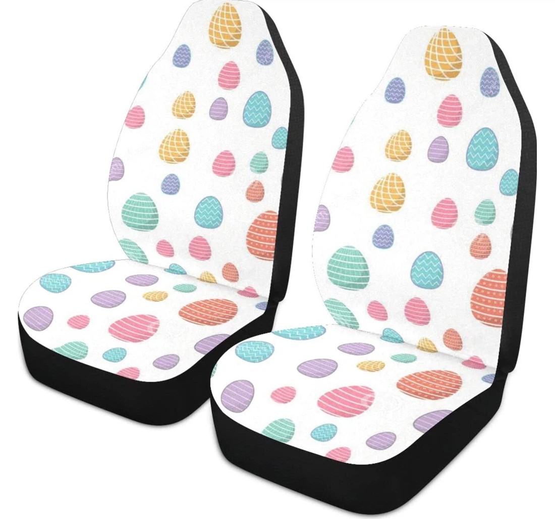 Flower Colorful Eggs Universal Front Car Seat Cover
