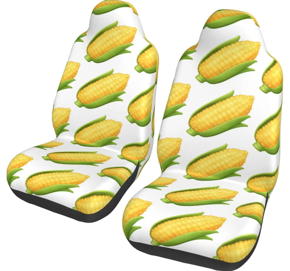 Fresh Ripe Corn Cobs Pattern Universal Front Car Seat Cover