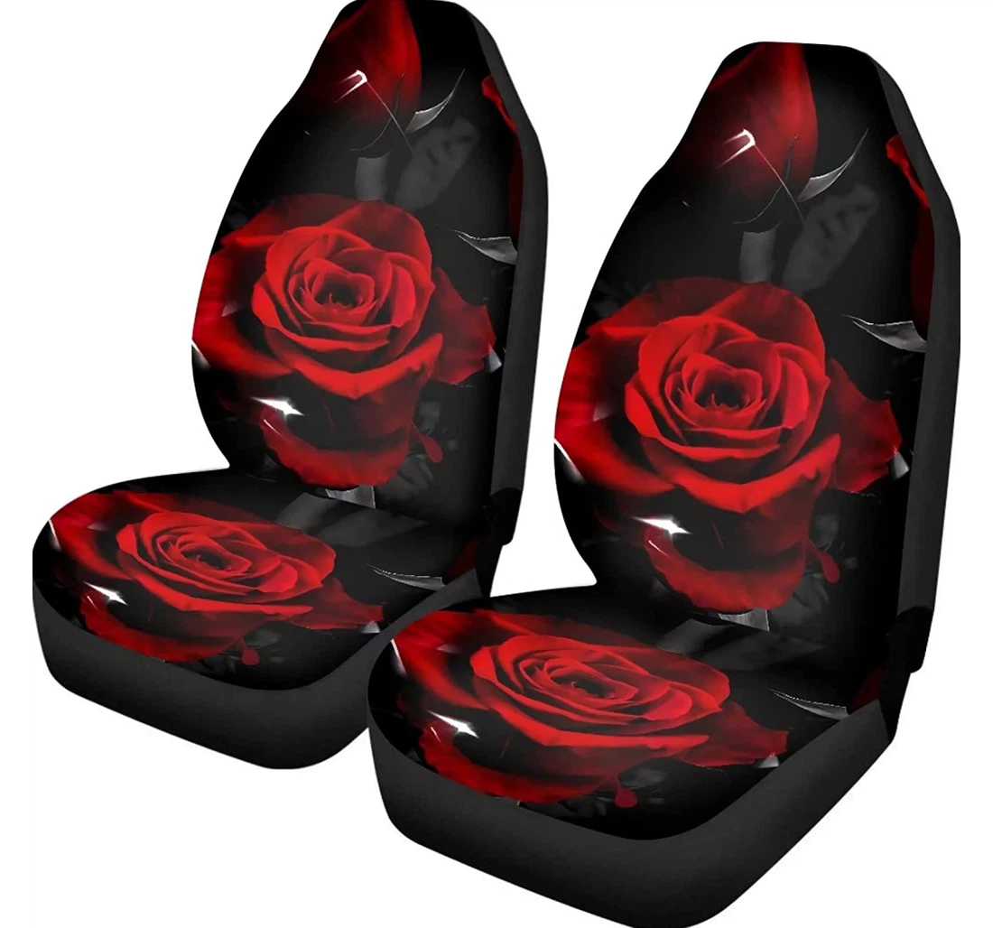 Rose Red Rose For Women High Protection Pad Durable Rose Accessory Universal Front Car Seat Cover