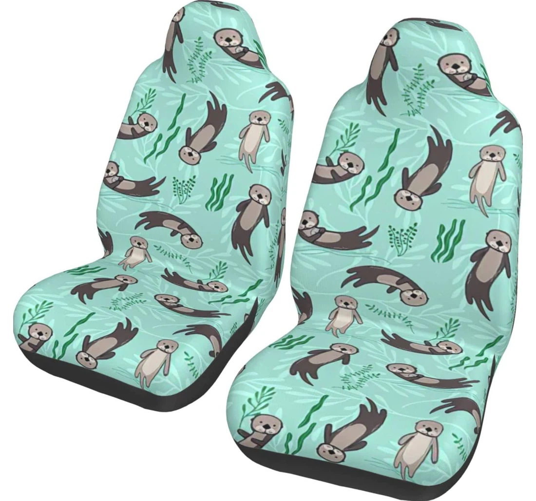 Cute Lovely Otters In The Sea Pattern Universal Front Car Seat Cover