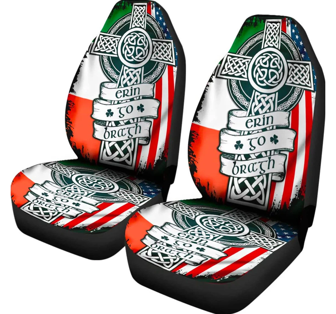 Irish Celtic Cross Erin Go Bragh Grommet Universal Front Car Seat Cover
