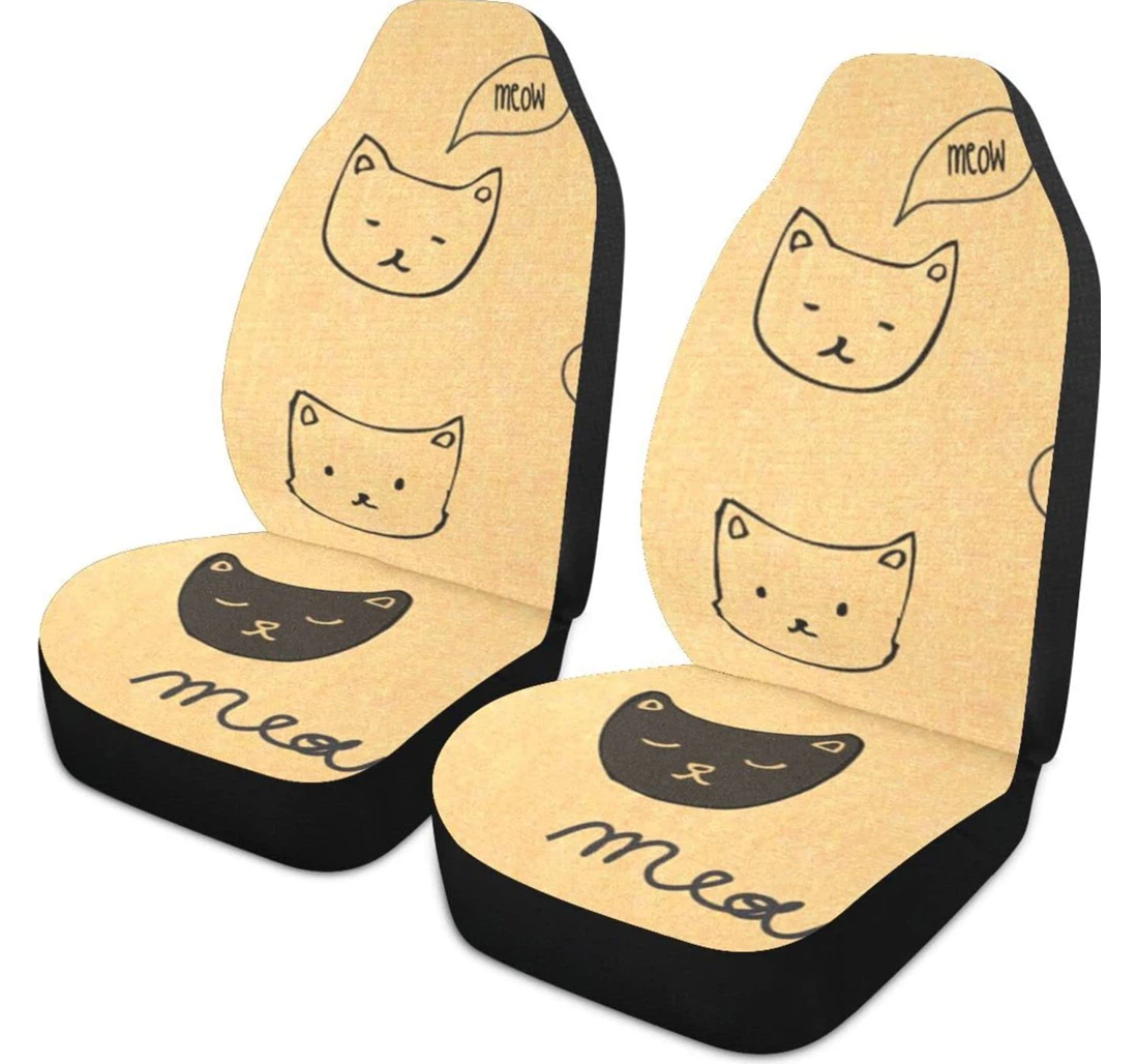 Cartoon Cat Universal Front Car Seat Cover