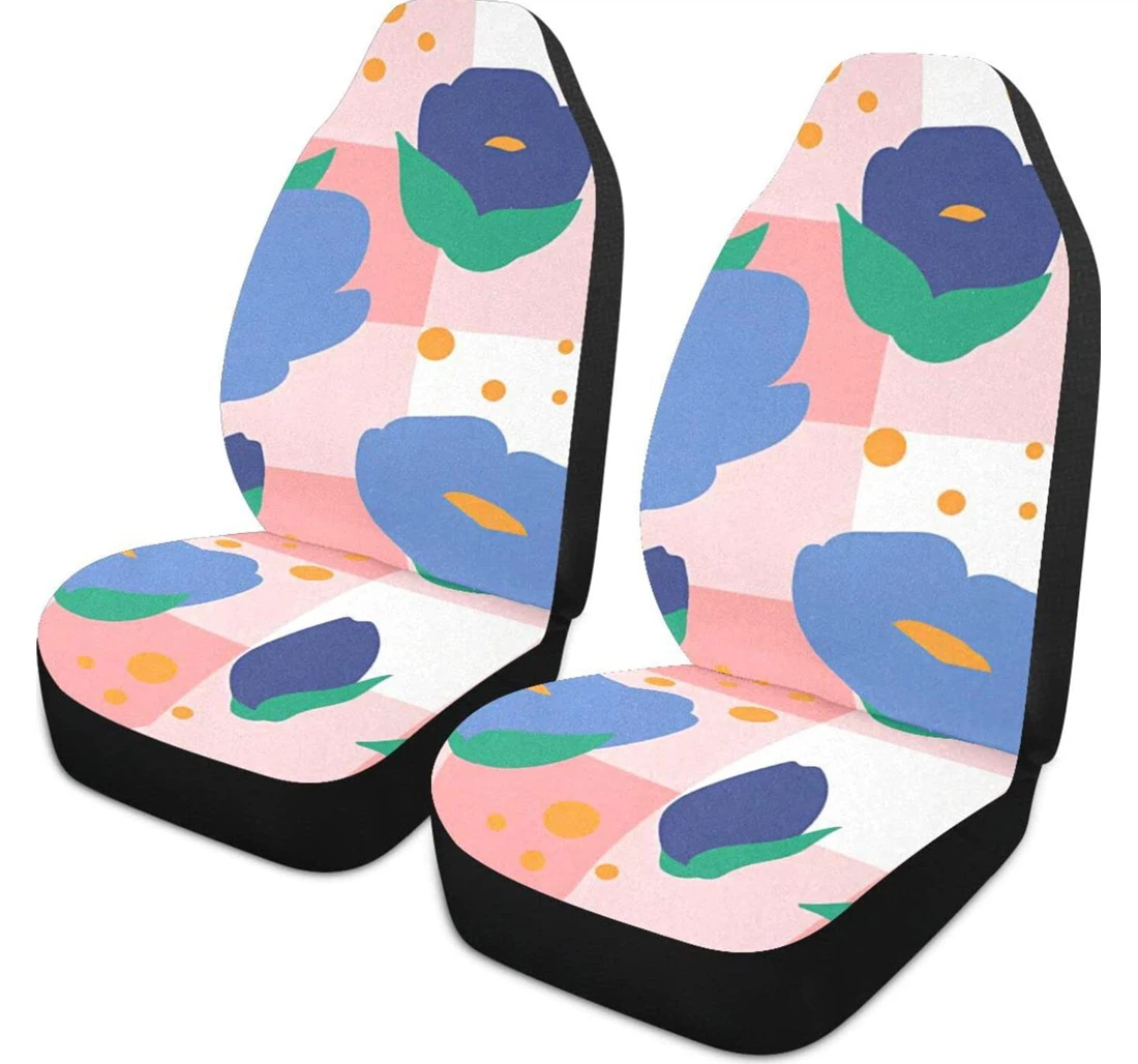 Colorful Tabletop Flowers Universal Front Car Seat Cover